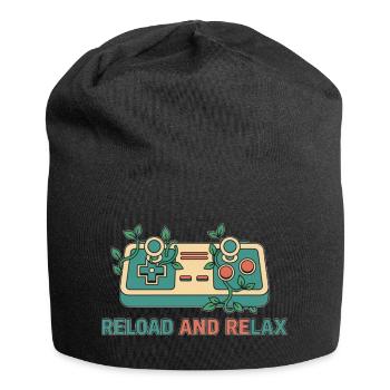 Retro-Gaming-Controller neu laden und entspannen - Jersey-Beanie - Schwarz - Vorne