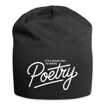 Poetry Script on Black Tee - Jersey Beanie - black - Front