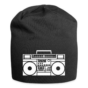 Graphisme rétro Boombox noir & blanc - Bonnet en jersey - noir - Devant