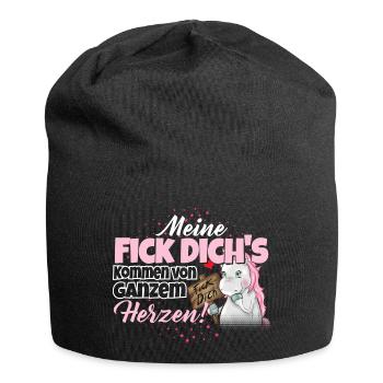 Einhorn - Fick Dich - Jersey-Beanie - Schwarz - Vorne