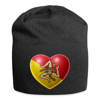Herz (Sizilien / Sicilia) - Jersey-Beanie - Schwarz - Vorne