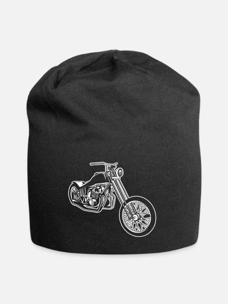 Chopper / Bobber Motorrad 01_weiß - Jersey-Beanie - Schwarz