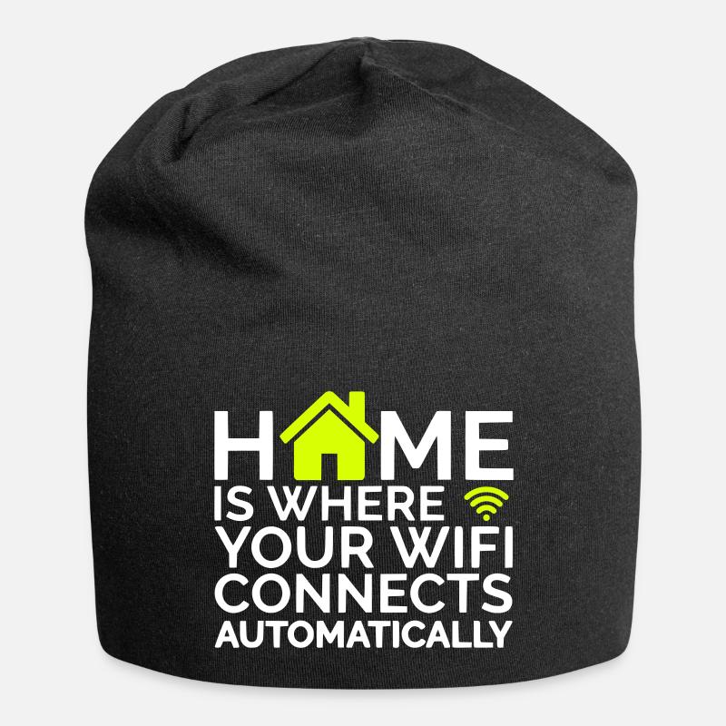 home is where your wifi connects automatically - Jersey-Beanie - Schwarz