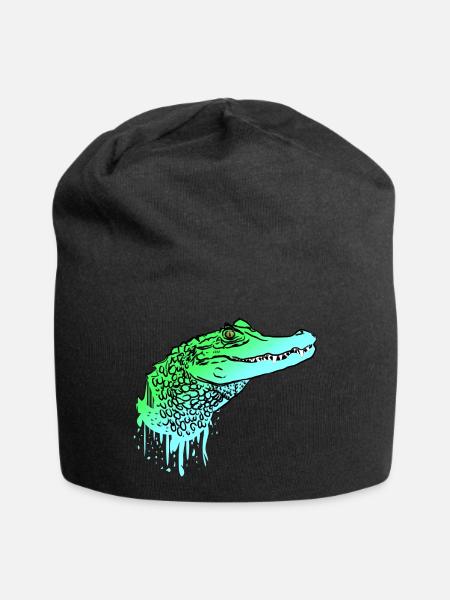 Krokodil Kroko Echse Alligator - Jersey-Beanie - Schwarz