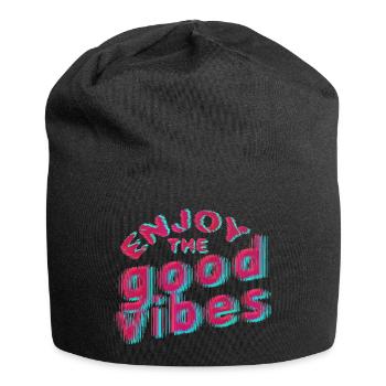 Good Vibes (Schriftzug) 01 - Jersey-Beanie - Schwarz - Vorne