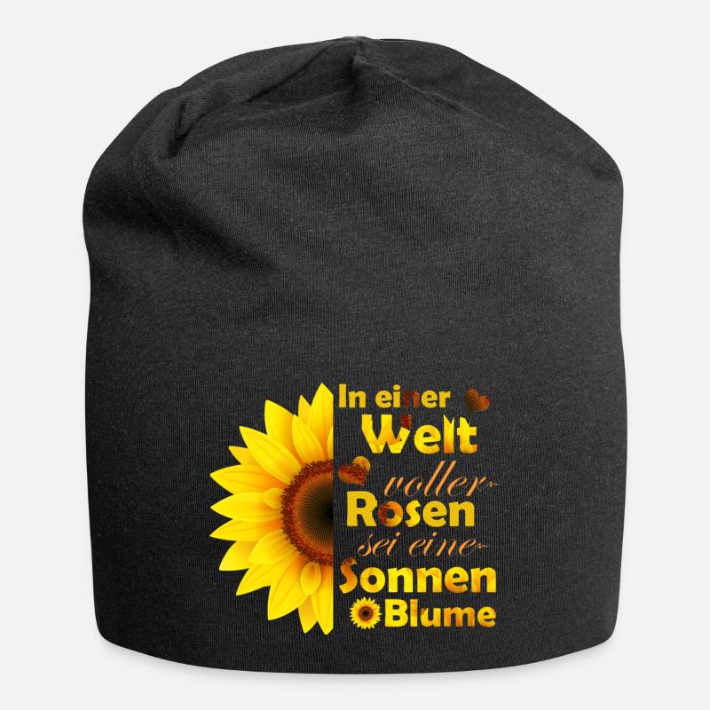 In einer Welt voller Rosen sei eine Sonnenblume - Jersey-Beanie - Schwarz