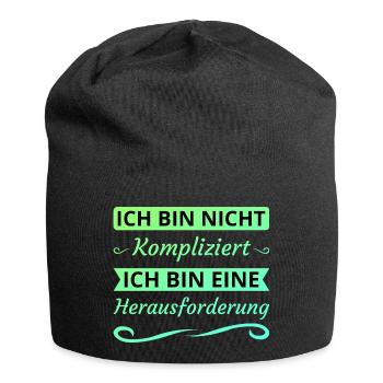 Ich bin nicht kompliziert Lustiger Spruch Humor - Jersey-Beanie - Schwarz - Vorne