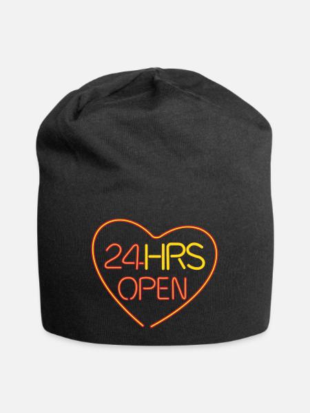 neon open heart - Jersey Beanie - black
