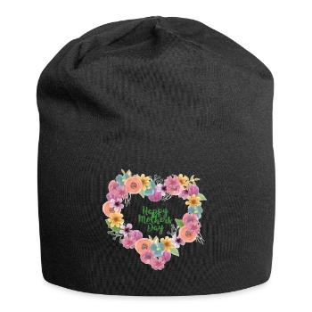 Flower Heart Mother's Day Design - Jersey Beanie - black - Front