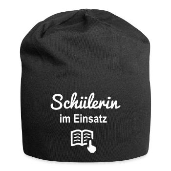 Schülerin im Einsatz - Jersey-Beanie - Schwarz - Vorne