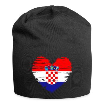 Manteau drapeau drapeau coeur Croatie - Bonnet en jersey - noir - Devant