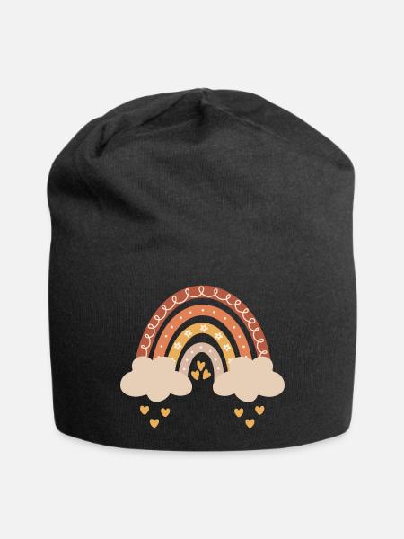 Boho Regenbogen Naturtöne Baby Babyparty Geschenk - Jersey-Beanie - Schwarz