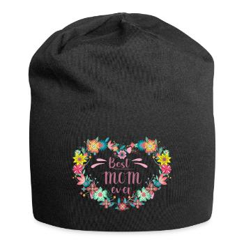 Best MOM ever Best Mother with Heart of Flowers - Jersey Beanie - black - Front