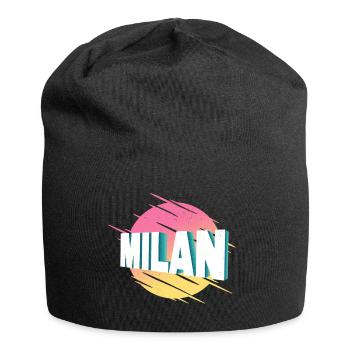 Mailand Milan Italien Stadt Schrift Vintage Retro - Jersey-Beanie - Schwarz - Vorne