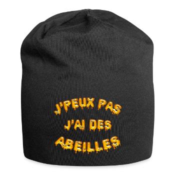 Je peux pas j'ai des abeilles, humour d'apiculteur - Bonnet en jersey - noir - Devant