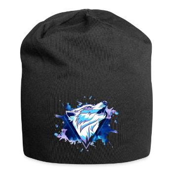 Wolf Wolfskopf Raubtier Splash Grunge Kunst - Jersey-Beanie - Schwarz - Vorne