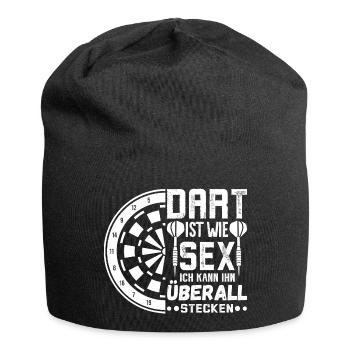 Darts - Ich kann ihn überall hinstecken - Jersey-Beanie - Schwarz - Vorne