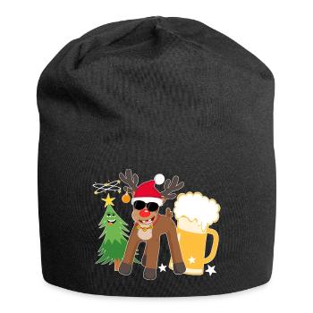 Betrunkenes Rentier mit Bier Weihnachtsbaum Cool - Jersey-Beanie - Schwarz - Vorne