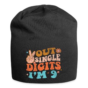 Groovy Peace Out Single Digits I'm 9 Birthday - Jersey-Beanie - Schwarz - Vorne