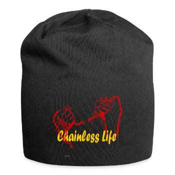 Hände mit Kette Schrift Gelb - Jersey-Beanie - Schwarz - Vorne
