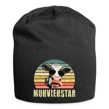 Kuh Kühe - Jersey-Beanie - Schwarz - Vorne