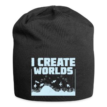 I Create Worlds Fish Keeping Aquarium Owner - Jersey-Beanie - Schwarz - Vorne