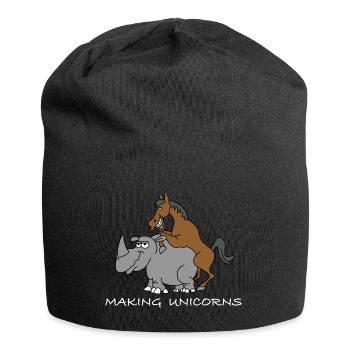 Faire des licornes | Rhinocéros, drôles de dictons - Bonnet en jersey - noir - Devant