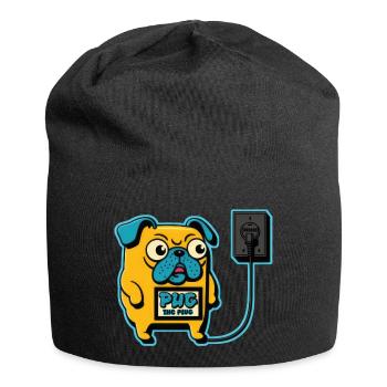 Mops den Stecker - Jersey-Beanie - Schwarz - Vorne