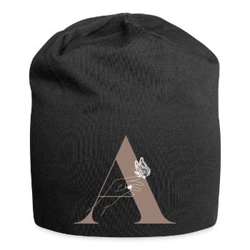 Magischer Schmetterlingsbuchstabe - Jersey-Beanie - Schwarz - Vorne