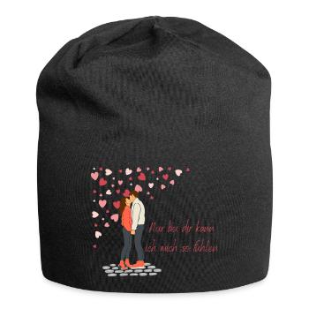 Valentinstag - Schenke Liebe und Dankbarkeit - Jersey-Beanie - Schwarz - Vorne