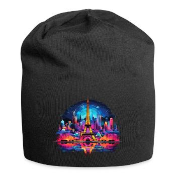 Paris, Tour Eiffel, France, Ville, Horizon, Nuit - Bonnet en jersey - noir - Devant