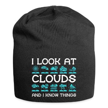 Ich Sehe Die Wolken An Und Weiß Dinge - - Jersey-Beanie - Schwarz - Vorne