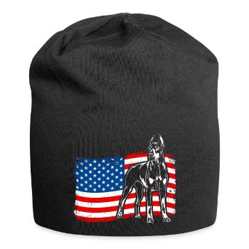 Dobermann Amerika Fahne Hunde Dobie Wilsigns - Jersey-Beanie - Schwarz - Vorne