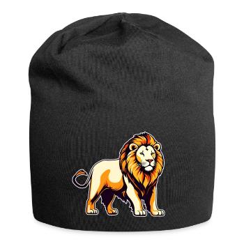 Proud lion in retro style - Jersey Beanie - black - Front
