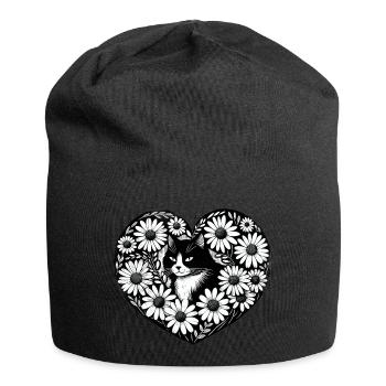 Tuxedo Cat Daisy - Jersey Beanie - black - Front