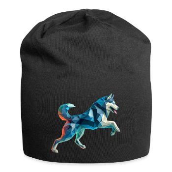 3D Geometric Origami Husky Sled Dog - Jersey Beanie - black - Front