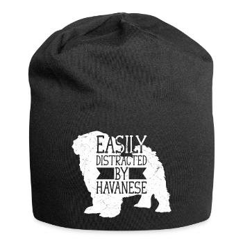 Facilement distrait par le bichon havanais Havaneser maman papa faire - Bonnet en jersey - noir - Devant