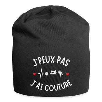 Nähen, Sticken, Nähmaschine - Jersey-Beanie - Schwarz - Vorne