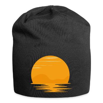 Retro Sunset Rays Wavy - Jersey Beanie - black - Front