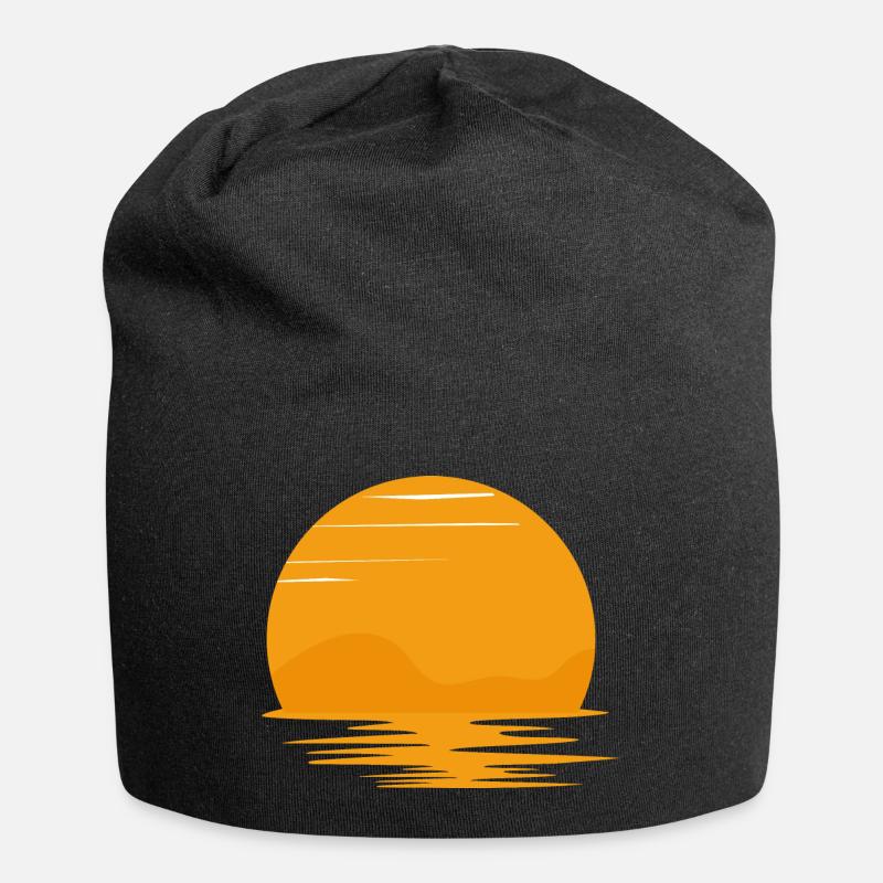 Retro Sunset Rays Wavy - Jersey Beanie - black