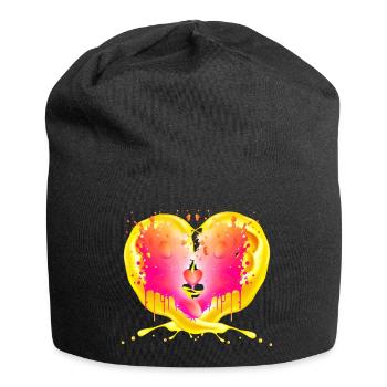 Heart behind flames - Jersey Beanie - black - Front