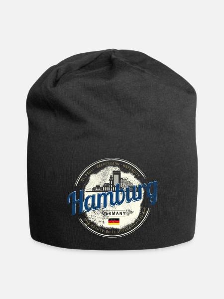 Hamburg Skyline Deutschland Vintage Souvenir - Jersey-Beanie - Schwarz