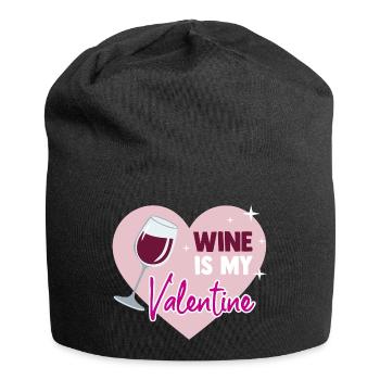 Wine is my valentine - Jersey-Beanie - Schwarz - Vorne