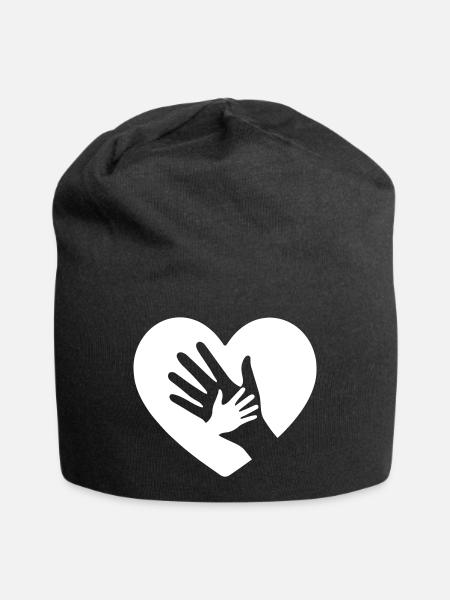 Hand aufs Herz - Jersey-Beanie - Schwarz