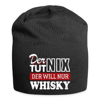 Der tut nix der will nur Whisky - Spruch - Jersey-Beanie - Schwarz - Vorne