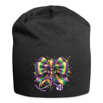 Mardi Gras Krankenschwester Doktorin Fleur De Lys - Jersey-Beanie - Schwarz - Vorne