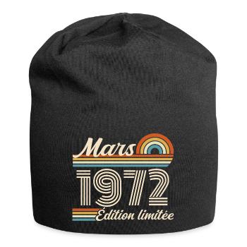54. Geburtstagsgeschenk – Geboren im März 1972 - Jersey-Beanie - Schwarz - Vorne