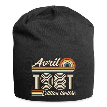 April 1981 Retro Birthday 1981 April 1981 - Jersey Beanie - black - Front
