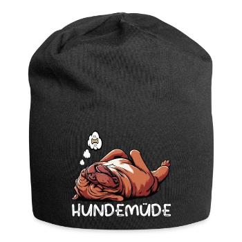 Hundemüde Bordeaux Dogge Bordeauxs Bordeaux Doggen - Jersey-Beanie - Schwarz - Vorne