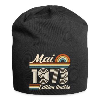 Cadeau Anniversaire 53 ans - Né mai 1973 - Bonnet en jersey - noir - Devant